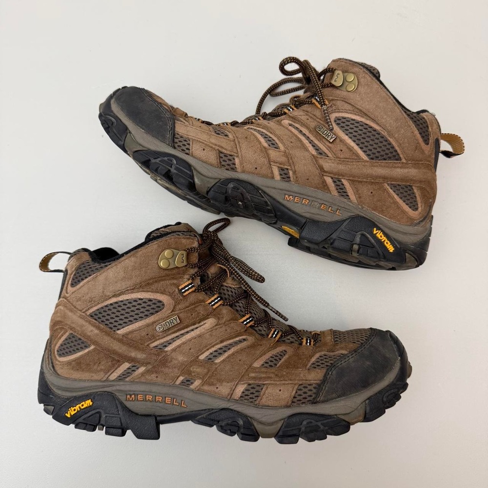 Merrell Moab 2 Mid Waterproof Hiking Boots Mens US 10.5 Brown suede vibram soles